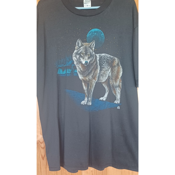 Vintage Cotton Grove Mens T-Shirt Wolf Graphic Print Size XL LSJ Sportswear 1989 - Picture 2 of 5